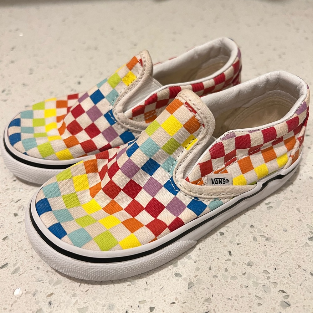 Toddler Rainbow Vans Slip Ons